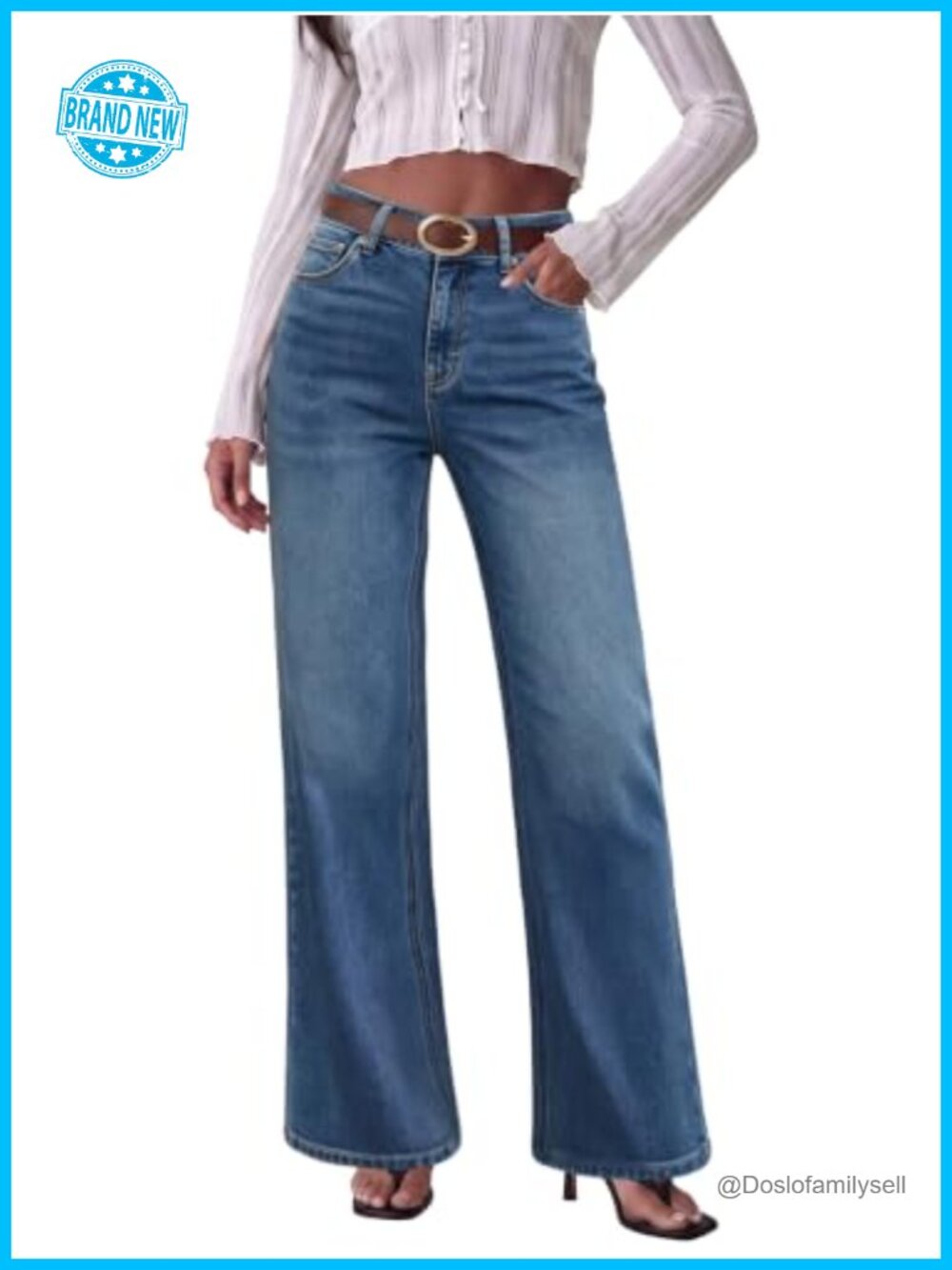 High Waisted Wide Leg Flare Cropped Stretchy Jean Denim Pants